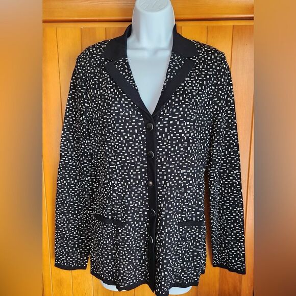 Plein Air Jackets & Blazers - Plein Air black and white knit jacket